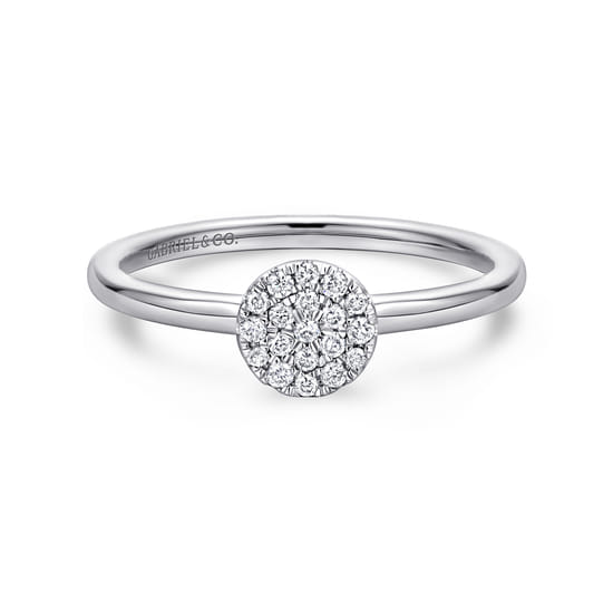 Gabriel - 14K White Gold Classic Round Diamond Pavé Promise Ring