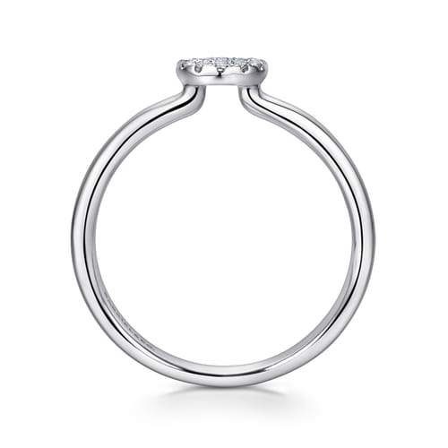 14K White Gold Classic Round Diamond Pavé Promise Ring