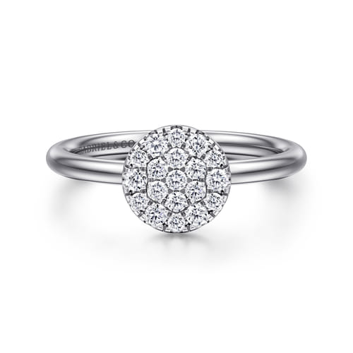 14K White Gold Classic Round Diamond Pavé Promise Ring