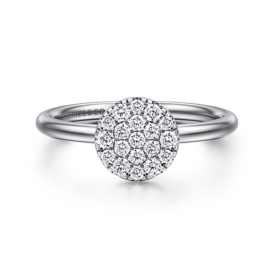 Gabriel - 14K White Gold Classic Round Diamond Pavé Promise Ring