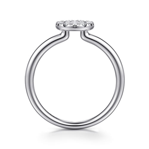 14K White Gold Classic Round Diamond Pavé Promise Ring