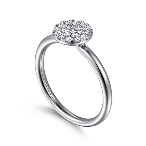 14K White Gold Classic Round Diamond Pavé Promise Ring