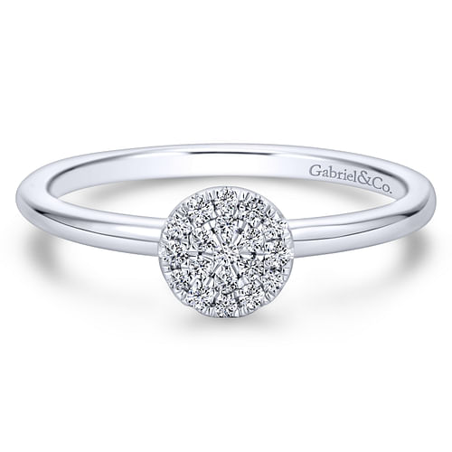 14K White Gold Classic Round Diamond Pavé Ring