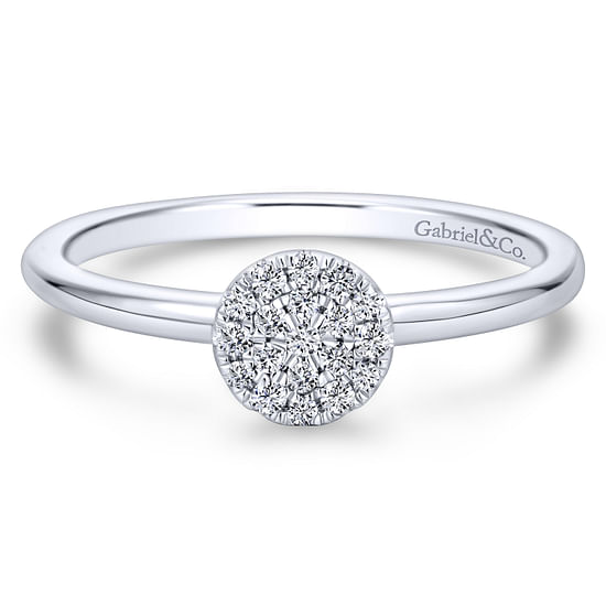 Gabriel - 14K White Gold Classic Round Diamond Pavé Ring