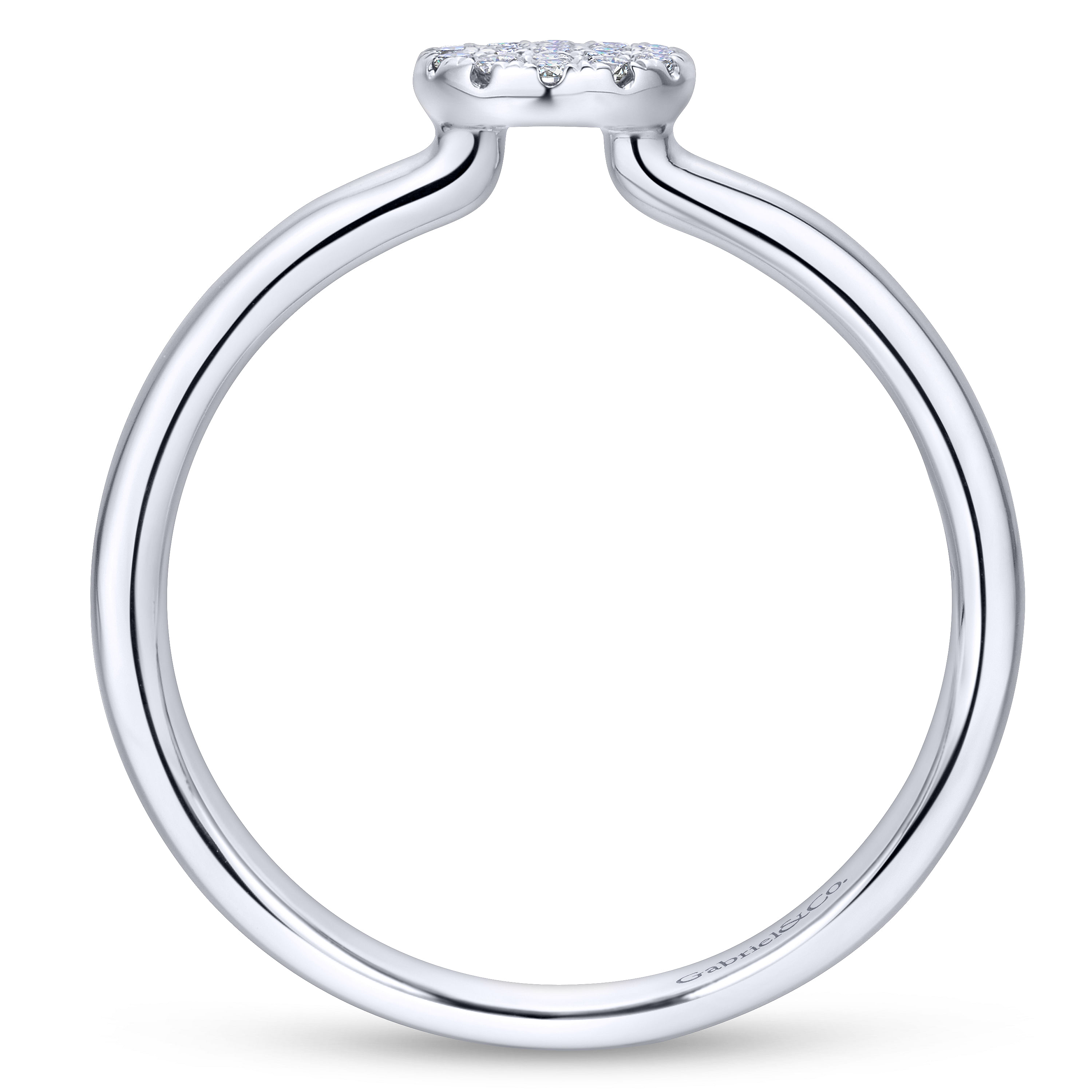 14K White Gold Classic Round Diamond Pavé Ring