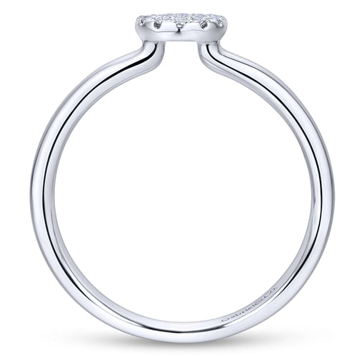 14K White Gold Classic Round Diamond Pavé Ring