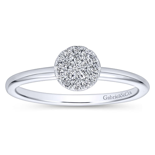 14K White Gold Classic Round Diamond Pavé Ring