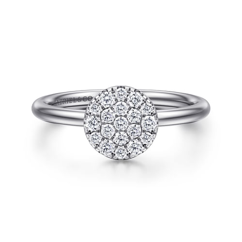 14K White Gold Classic Round Diamond Pavé Ring