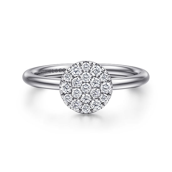 Gabriel - 14K White Gold Classic Round Diamond Pavé Ring