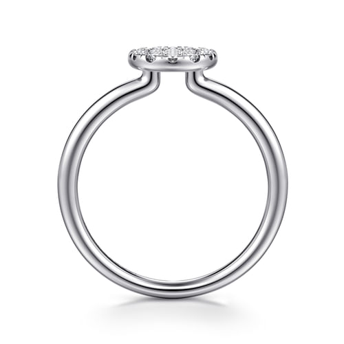 14K White Gold Classic Round Diamond Pavé Ring