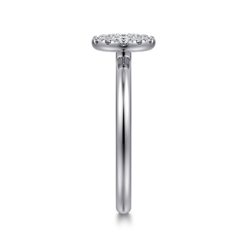 14K White Gold Classic Round Diamond Pavé Ring