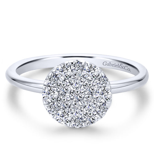 14K White Gold Classic Round Diamond Pavé Ring