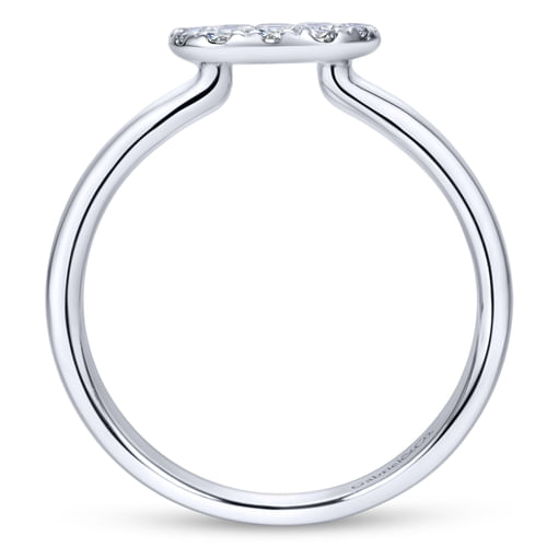 14K White Gold Classic Round Diamond Pavé Ring