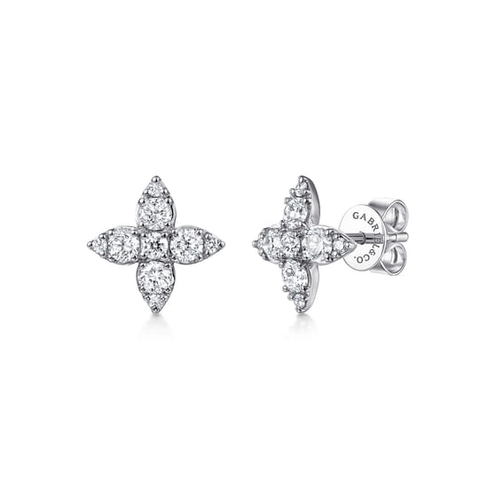 Gabriel - 14K White Gold Clover Diamond Stud Earrings Gabriel - 14K White Gold Clover Diamond Stud Earrings
