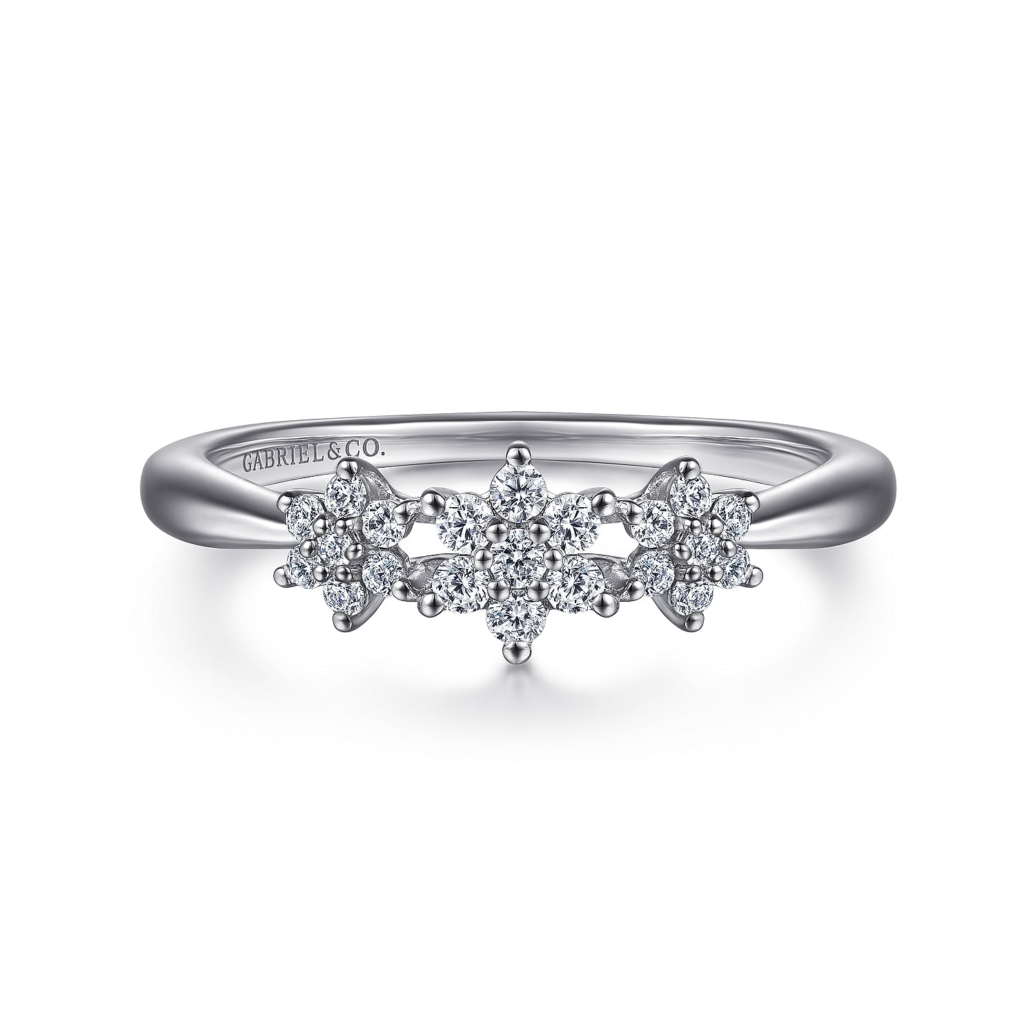 Gabriel - 14K White Gold Cluster Diamond Floral Ring