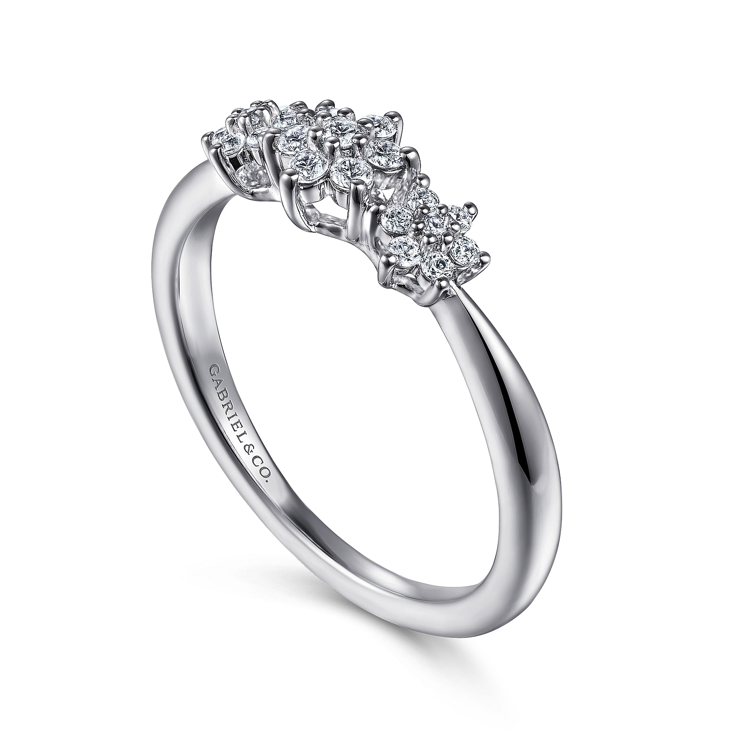14K White Gold Cluster Diamond Floral Ring
