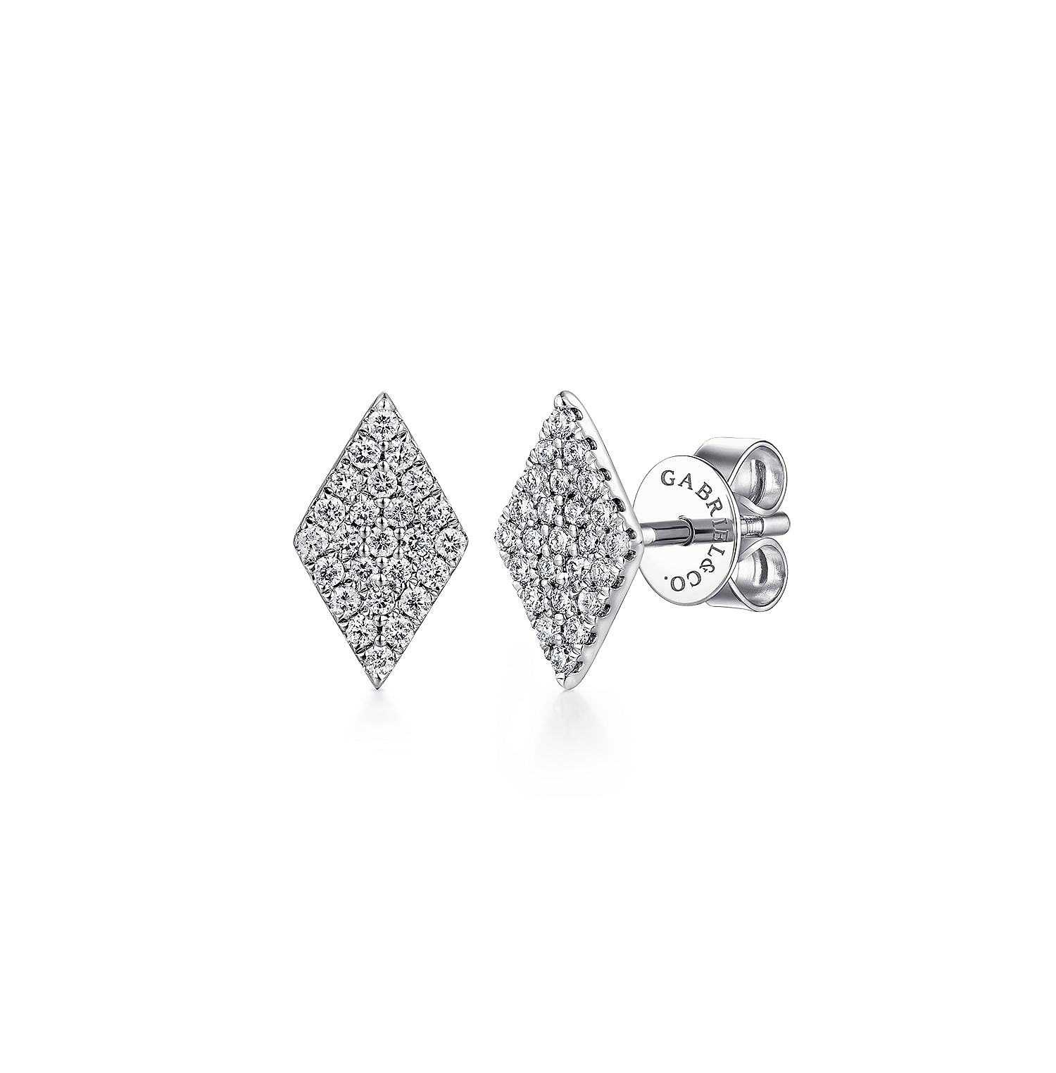 Gabriel - 14K White Gold Cluster Diamond Rhombus Stud Earrings