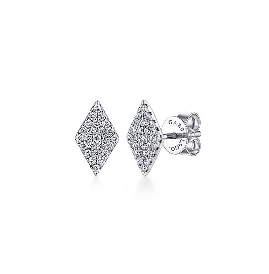 Gabriel - 14K White Gold Cluster Diamond Rhombus Stud Earrings