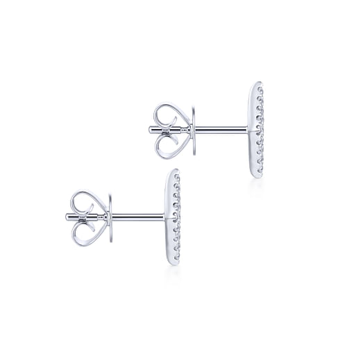 14K White Gold Cluster Diamond Rhombus Stud Earrings