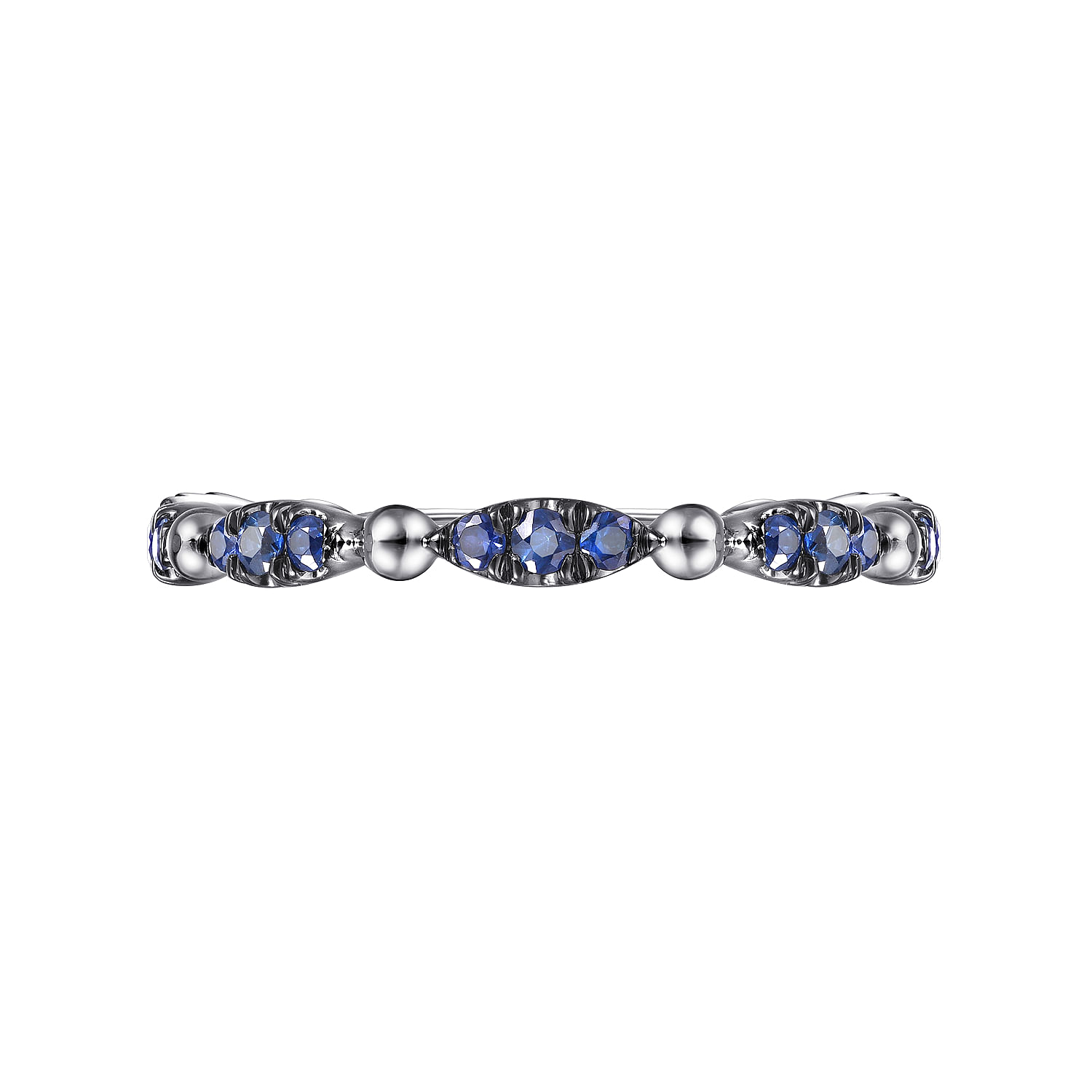 14K White Gold Cluster Sapphire and Bujukan Ball Stackable Ring