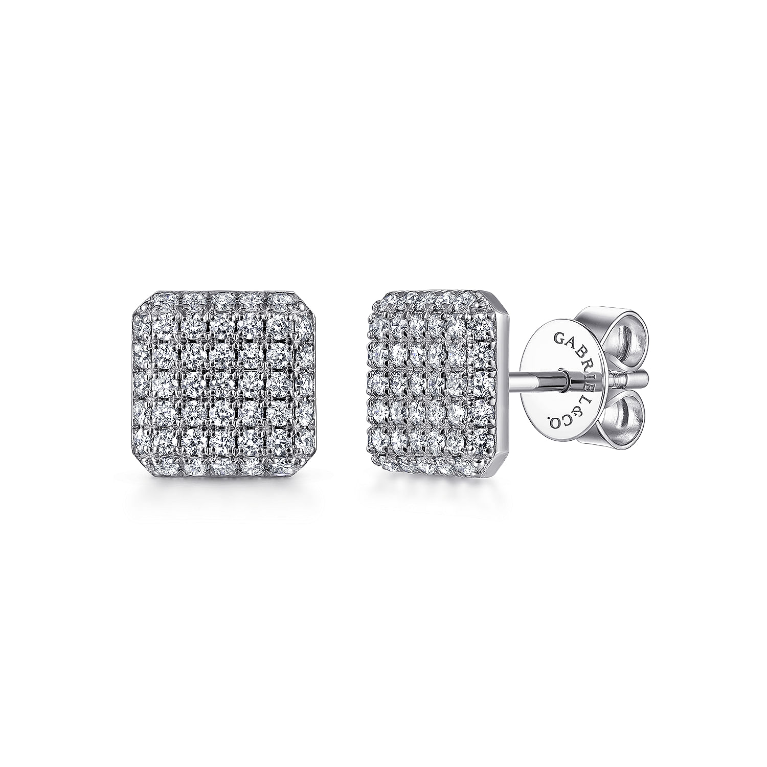 14K White Gold Cluster Square Diamond Stud Earrings
