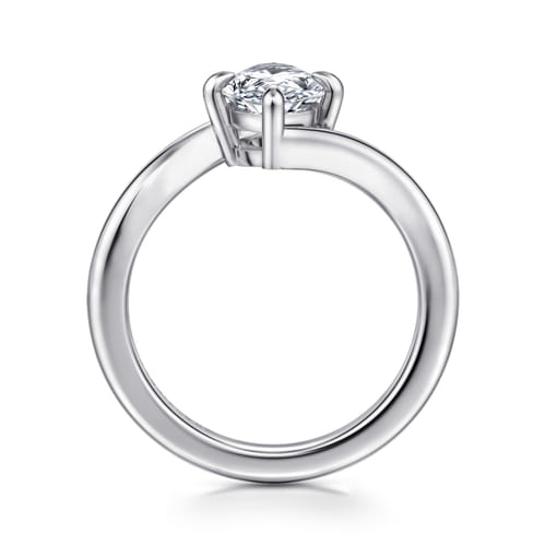 14K White Gold Compass Prong Bypass Marquise Shape Diamond Engagement Ring