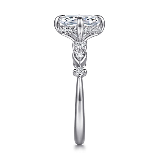 14K White Gold Compass Prong Elongated Cushion Diamond Engagement Ring angle 5