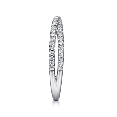 14K White Gold Criss Cross Diamond Stackable Ring