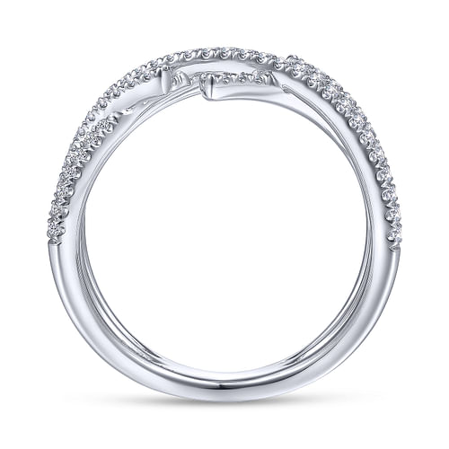 14K White Gold Criss Cross Pavé Diamond Ring