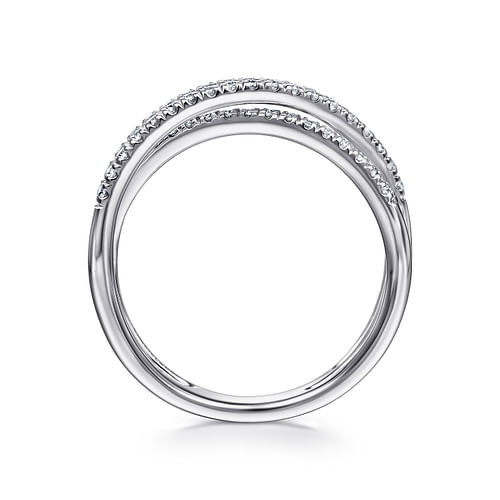 14K White Gold Criss Crossing Diamond Ring