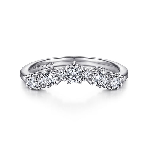 14K White Gold Curved Diamond Anniversary Band