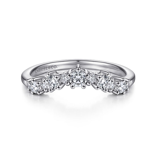 Gabriel - 14K White Gold Curved Diamond Anniversary Band