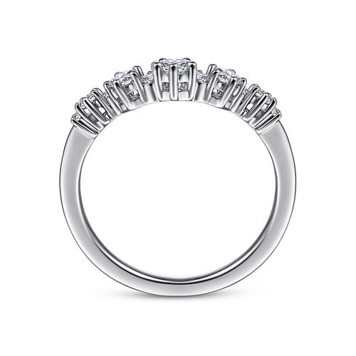 14K White Gold Curved Diamond Anniversary Band