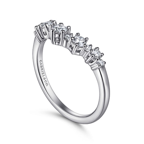 14K White Gold Curved Diamond Anniversary Band