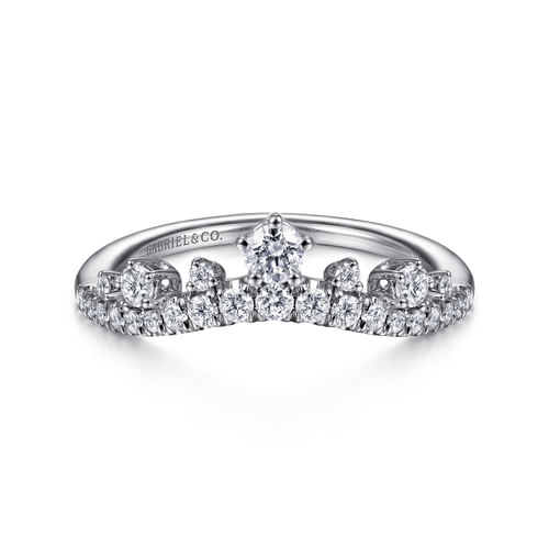 14K White Gold Curved Diamond Anniversary Band