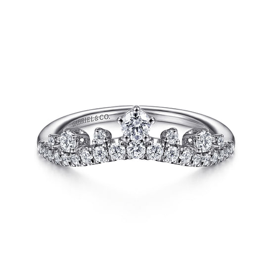 Gabriel - 14K White Gold Curved Diamond Anniversary Band