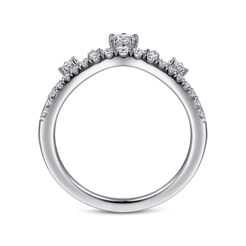14K White Gold Curved Diamond Anniversary Band