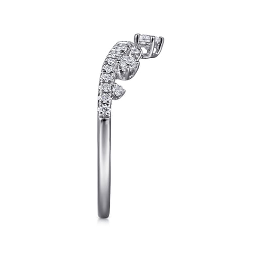 14K White Gold Curved Diamond Anniversary Band