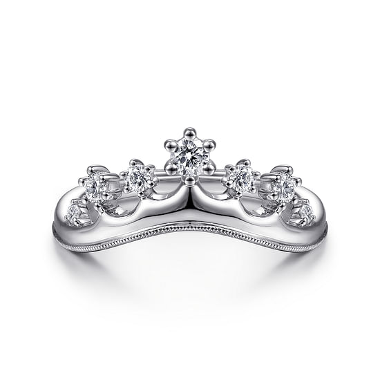 Gabriel - 14K White Gold Curved Diamond Anniversary Band