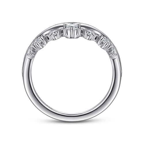 14K White Gold Curved Diamond Anniversary Band