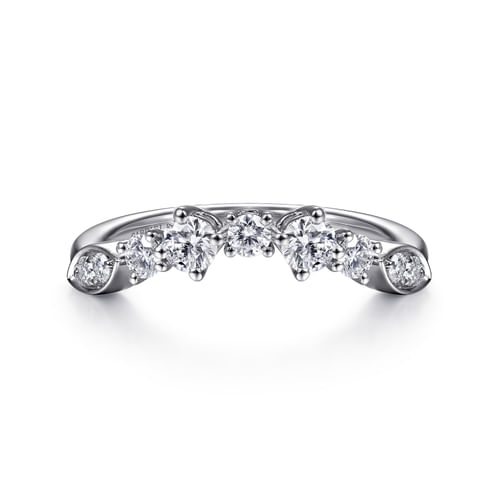 14K White Gold Curved Diamond Anniversary Band