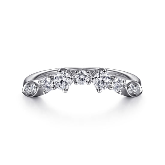 Gabriel - 14K White Gold Curved Diamond Anniversary Band