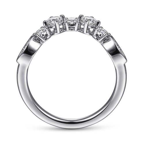 14K White Gold Curved Diamond Anniversary Band