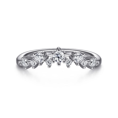 14K White Gold Curved Diamond Anniversary Band