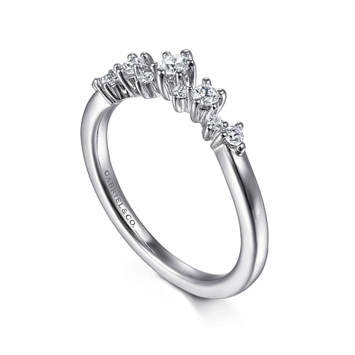 14K White Gold Curved Diamond Anniversary Band