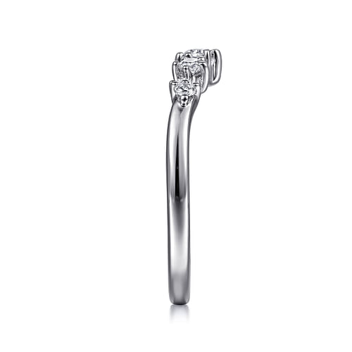 14K White Gold Curved Diamond Anniversary Band