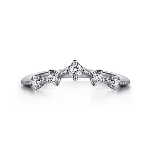 14K White Gold Curved Diamond Anniversary Band