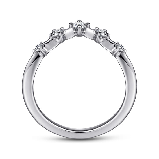 14K White Gold Curved Diamond Anniversary Band angle 2