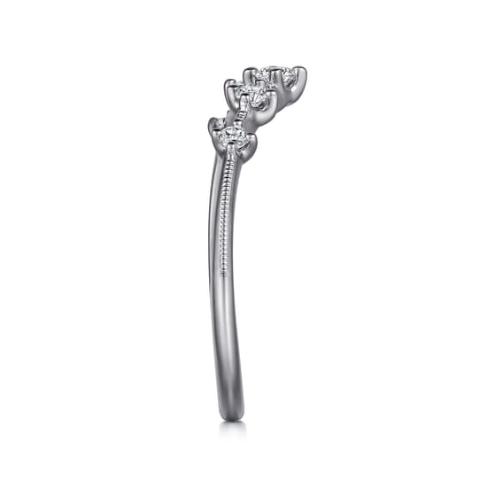 14K White Gold Curved Diamond Anniversary Band angle 4