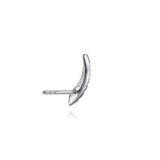 14K White Gold Curved Diamond Bar Stud Earrings angle 2